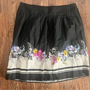 CJ Banks Black Skirt with Floral Design